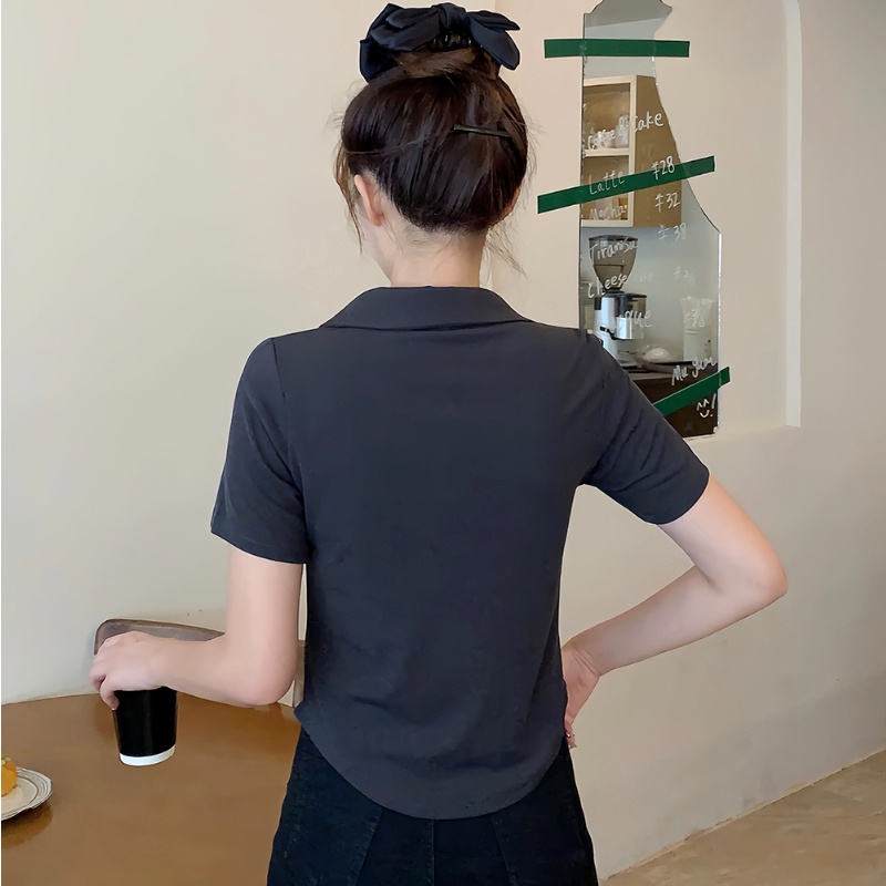 Áo polo Tay Ngắn Dáng Ôm In Chữ Đơn Giản Thời Trang Mùa Hè Dành Cho Bạn Nữ