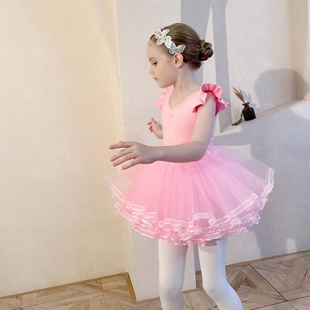 Váy Múa Ba Lê Tay Ngắn Chất Liệu Cotton Cho Bé Gái D4I4