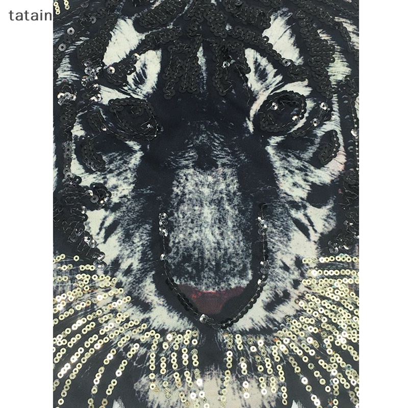 Tatain Miếng Dán Ủi / Thêu Hình Hổ Đính Kim Sa Cỡ Lớn