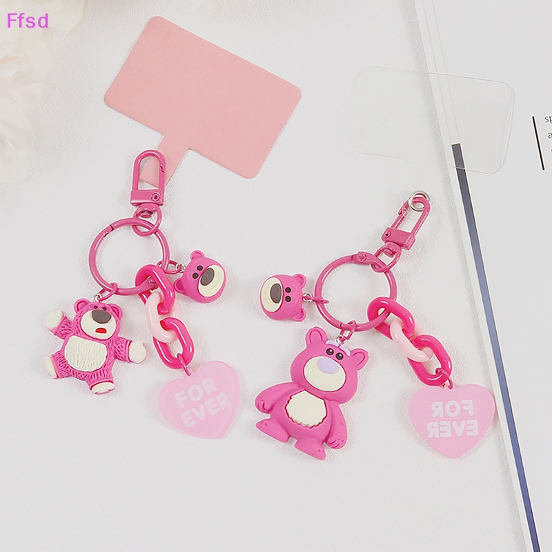 {Ffsd} Móc Khóa Hình Trái Tim Gấu Dâu Tây Đáng Yêu Cho Nữ * Hàng Bán Chạy