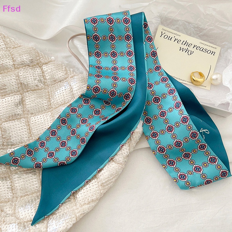 {Ffsd} Băng Đô Lụa Buộc Tóc Dài Đa Năng Màu Xanh Nhạt * Bán Chạy