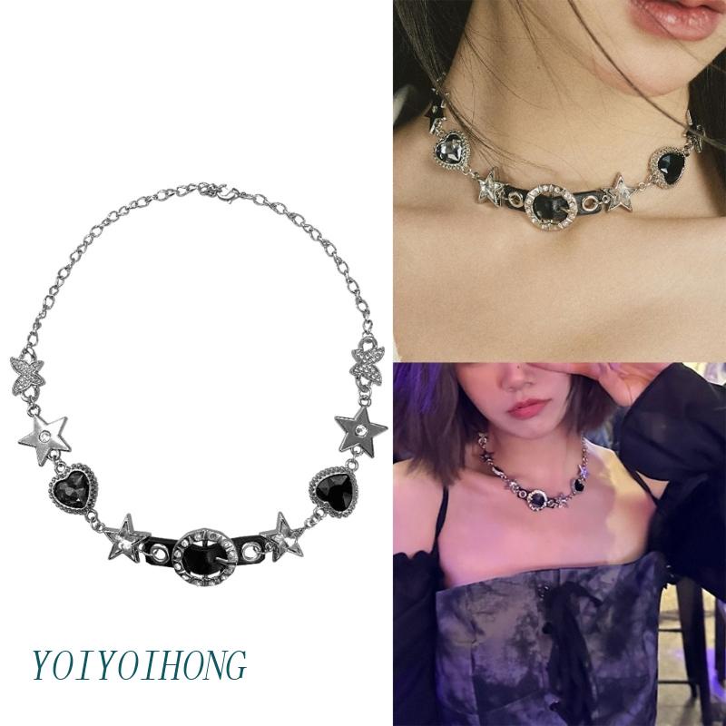 Vòng Cổ Choker Mặt Trái Tim Ngôi Sao Đính Đá Thời Trang