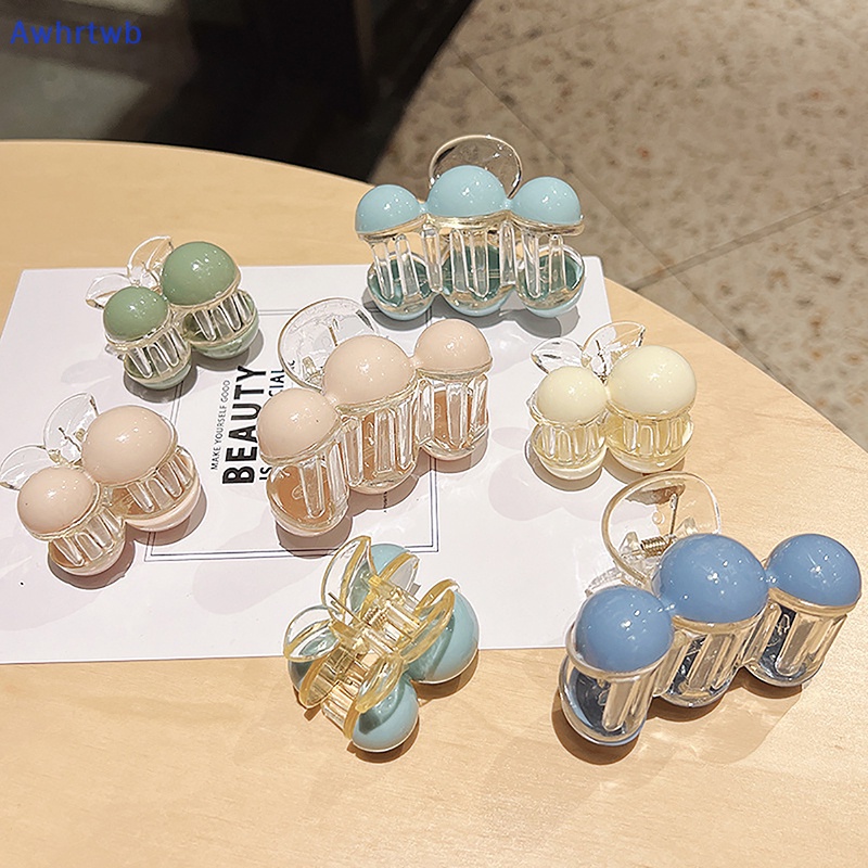 Kẹp Tóc Càng Cua Bằng Nhựa Đính Hạt Tròn Màu Xanh Lá Cây Chống Trượt Thời Trang Mùa Hè Cho Nữ Mới