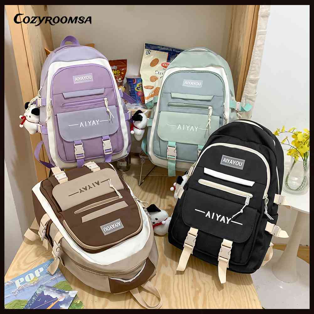 Ba Lô Đựng Laptop Màu Sắc Tương Phản Sức Chứa Lớn Cho Nữ