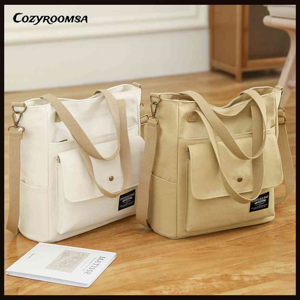 Túi Xách Canvas Cỡ Lớn Phong Cách Retro Harajuku Cho Học Sinh