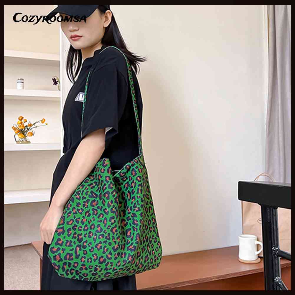 Túi Xách Nữ Vải Canvas Họa Tiết Da Báo Thời Trang Cá Tính