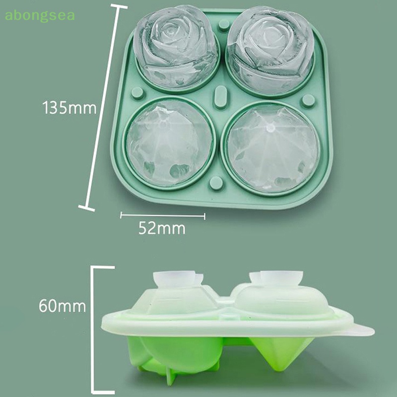 Khuôn Silicon Làm Đá Viên 4 Lỗ Hình Hoa Hồng Có Thể Tái Sử Dụng