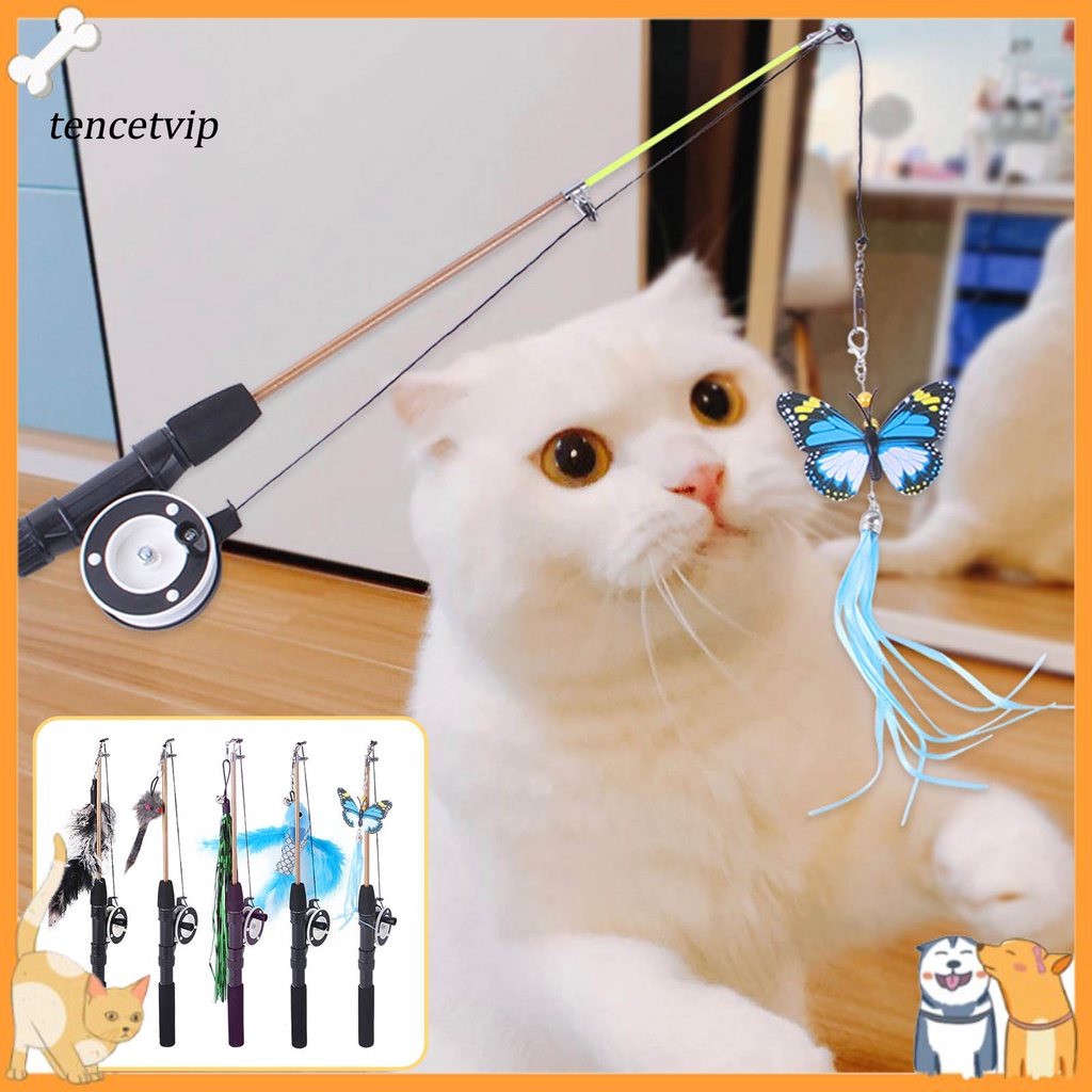 Đồ Chơi Cần Câu Hai Phần Dạng Gậy Kéo Dài Giảm Căng Thẳng Cho Mèo Cưng Trong Ngày Lễ