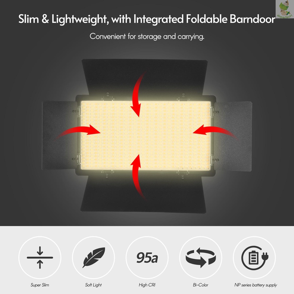 Andoer LED-600 LED Video Light Professional Photography Light Panel 600PCS Bright Light Beads Adjustable Bi-Color Temper   Came-6.5