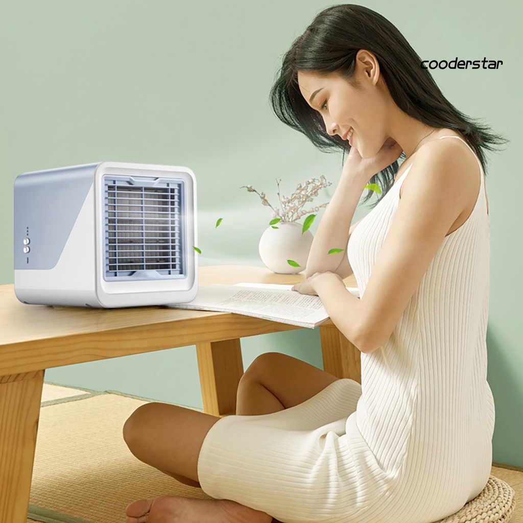 Quạt Điều Hòa Mini 3 Tốc Độ Gió Mạnh Sạc USB Không Ồn Có Đèn Ngủ Tiện Dụng Cho Gia Đình / Văn Phòng