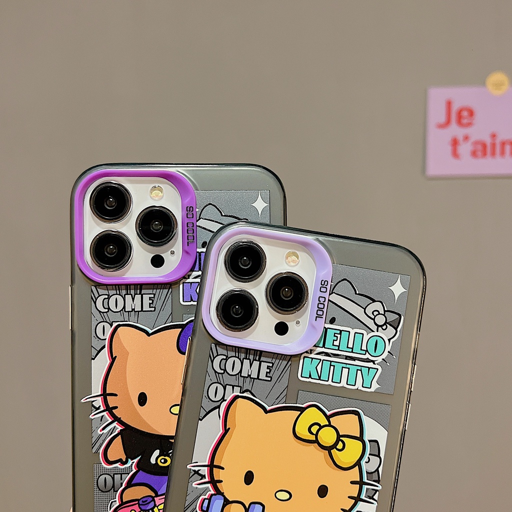 Ốp Điện Thoại TPU Mềm Trong Suốt Hai Mặt Chống Sốc In Hình Mèo Kitty Cho iPhone 11 13 12 14 Pro Max