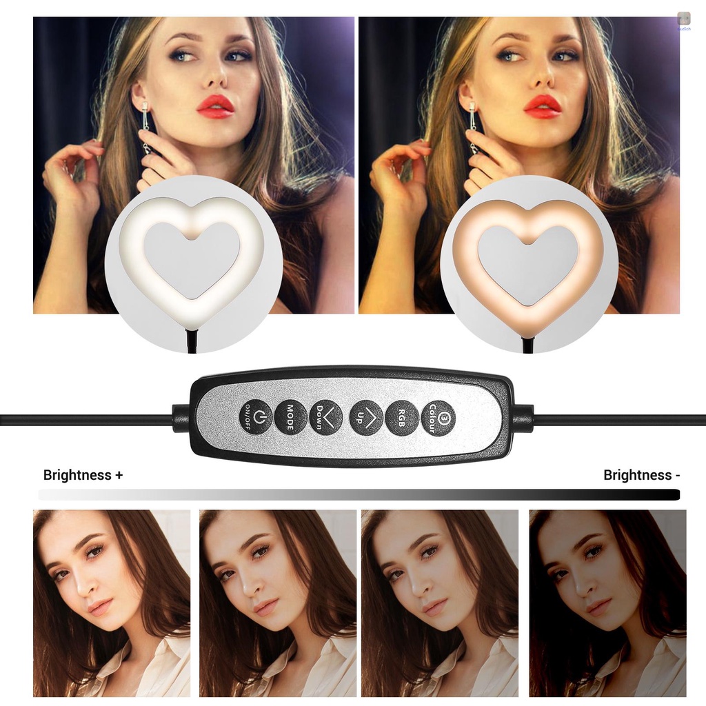 ANDOER Vòng Đèn LED 6-inch RGB 8W 3800K-6800K Độ Sáng Cao Có Thể Điều Chỉnh Độ Sáng Kèm Kẹp Giữ Điện Thoại