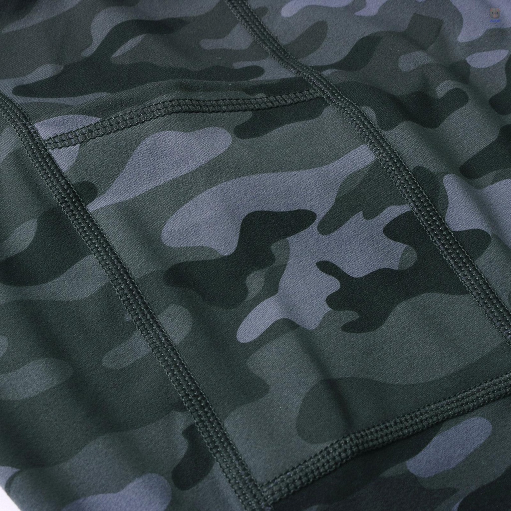 Quần Short Thể Thao Lưng Cao Có Túi Hoạ Tiết Rằn Ri