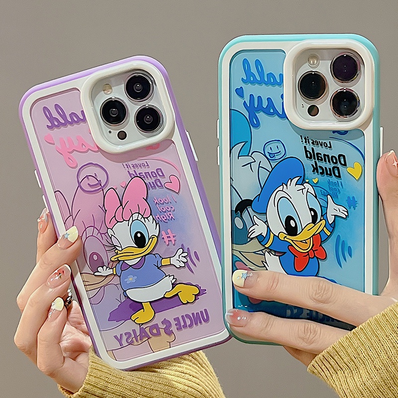 Ốp Điện Thoại Nhựa Acrylic Cứng Chống Sốc in Hình Vịt Donald 2 Trong 1 Cho Iphone 14 / 13 / 12 / 11 / Pro / Max