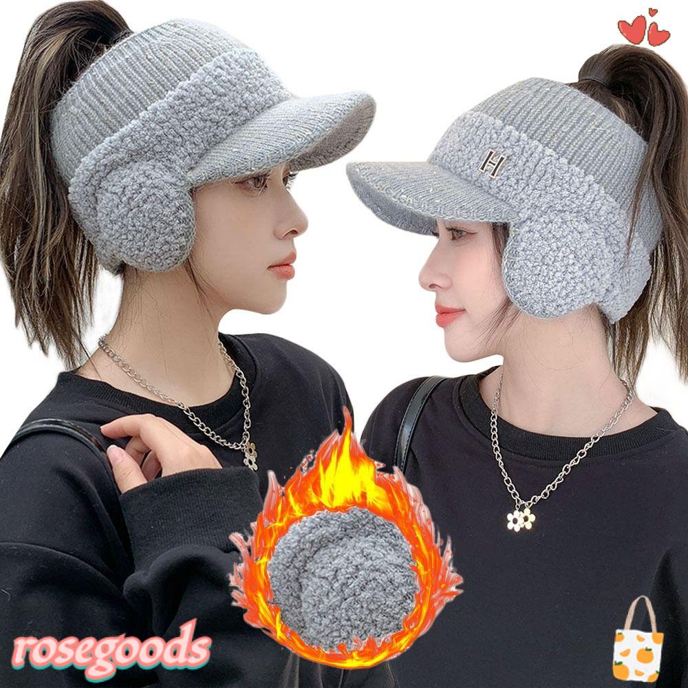 Mũ Lưỡi Trai Dày Dặn Giữ Ấm Họa Tiết Hoa Hồng Thời Trang