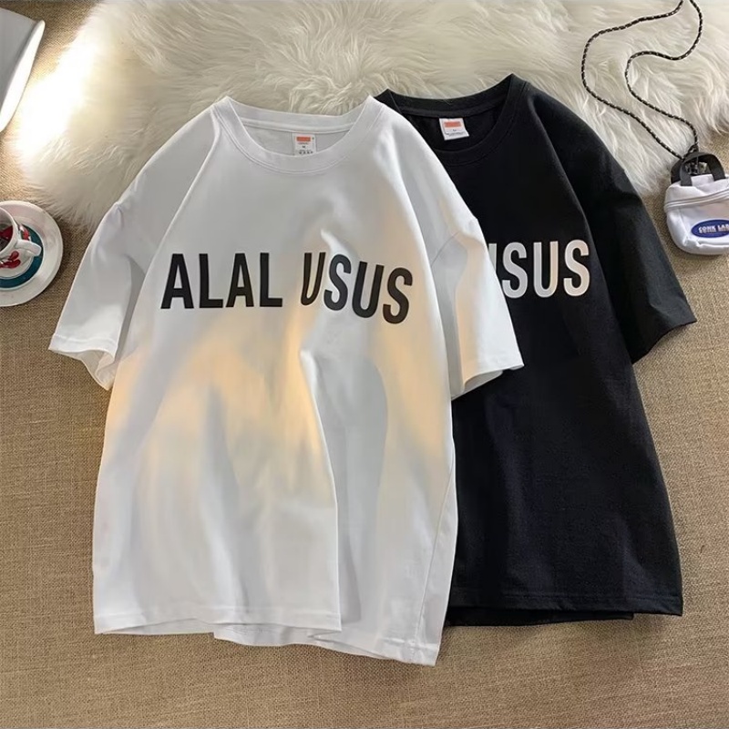 Áo Thun Nam Tay Ngắn Dáng Rộng In Chữ Phong Cách Hàn Quốc Thời Trang Cỡ M-5XL
