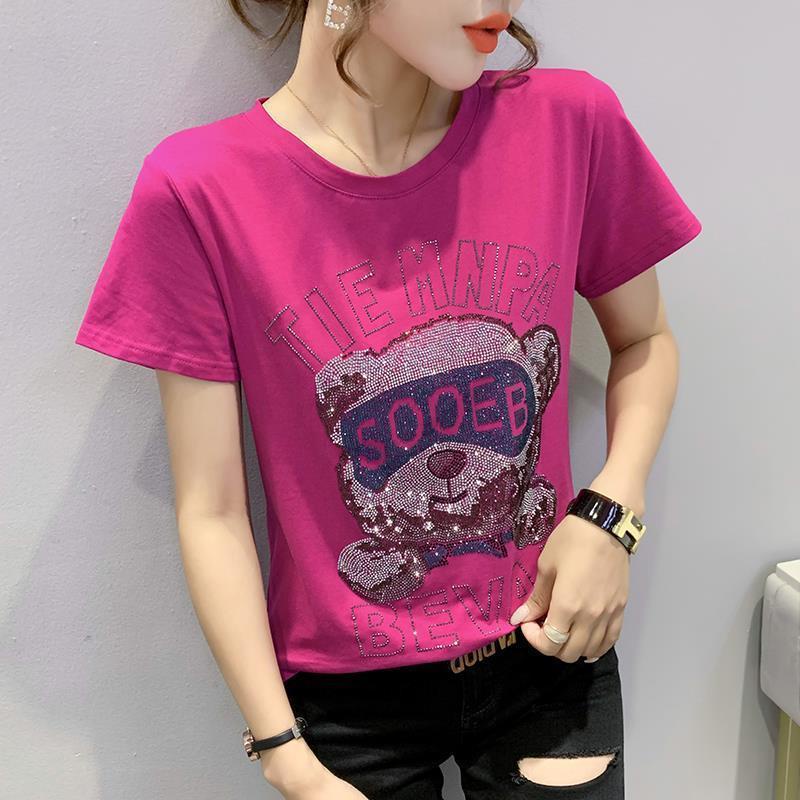 Áo Thun Cotton Tinh Khiết Tay Ngắn Phong Cách Phương Tây Thời Trang Mùa Hè 2023 Phong Cách Mới Cho Phụ Nữ Tuổi Trung Niên