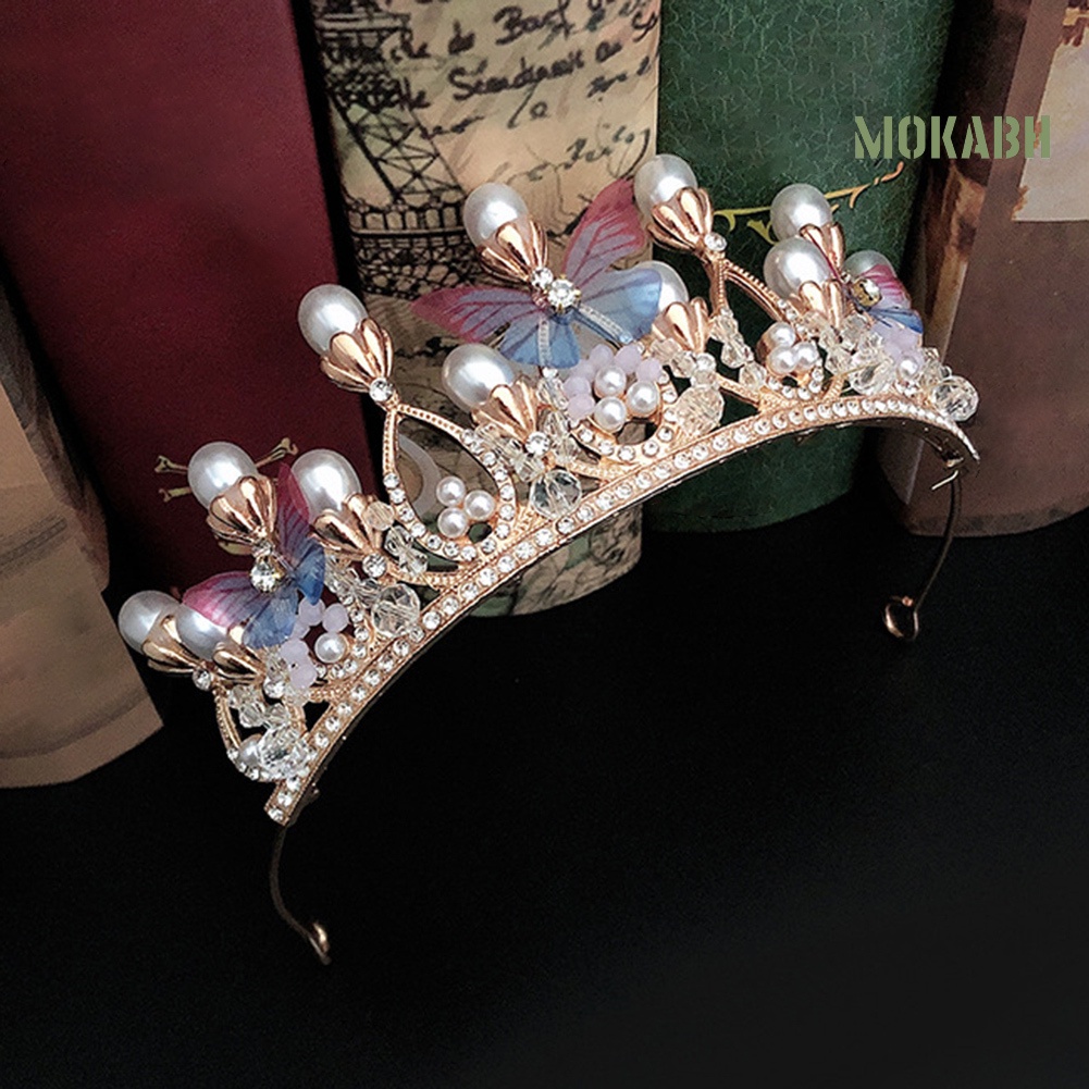 Cài Tóc Hình Vương Miện Đính Đá Và Ngọc Trai Nhân Tạo Thời Trang