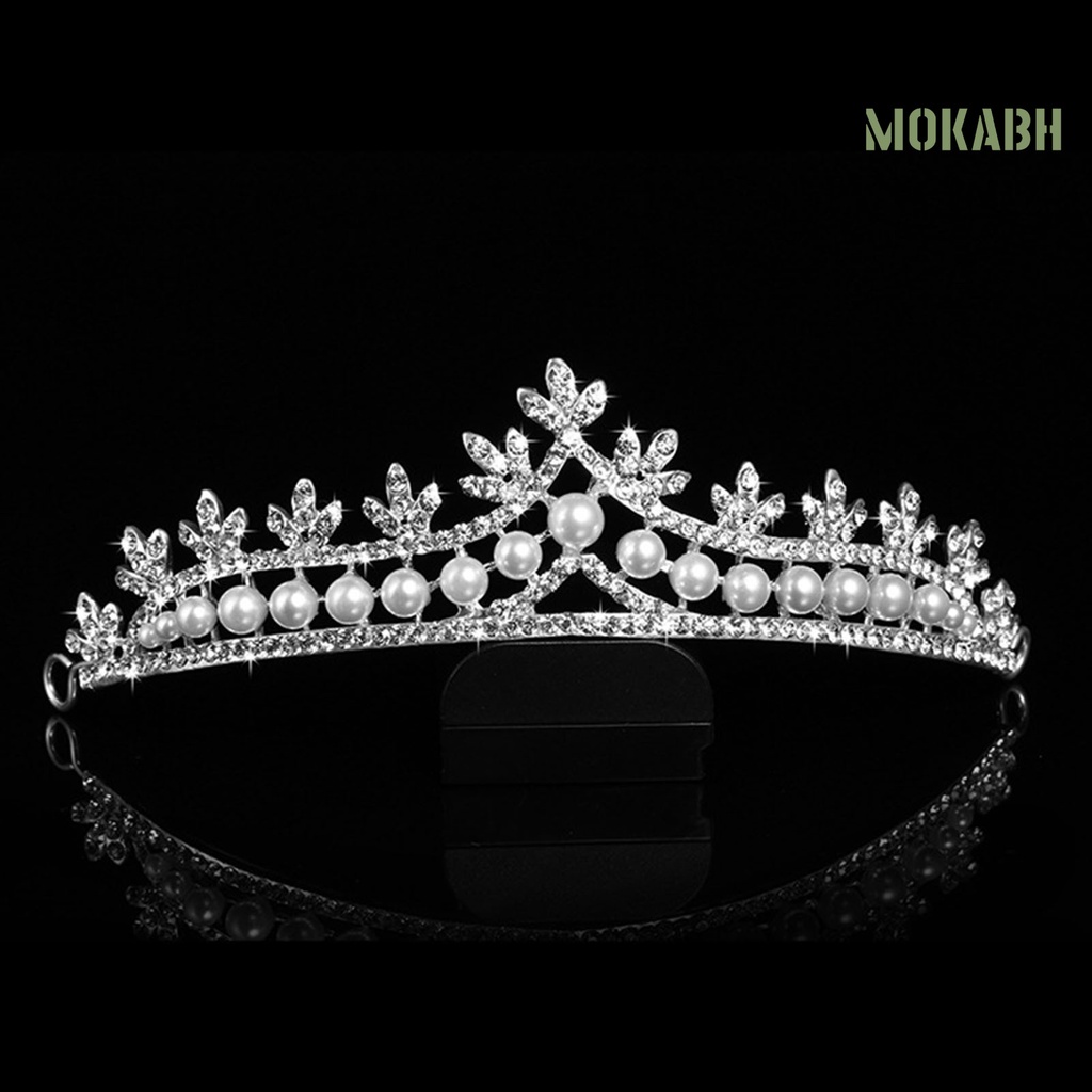 Cài Tóc Hình Vương Miện Đính Đá Và Ngọc Trai Giả Bằng Hợp Kim Thời Trang Cho Nữ