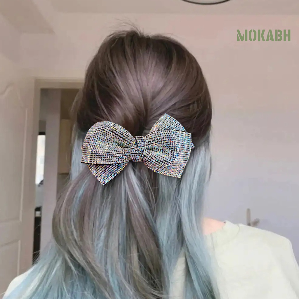 Kẹp Tóc Hình Nơ Đính Đá Lấp Lánh Chống Rơi Chống Nứt Nẻ
