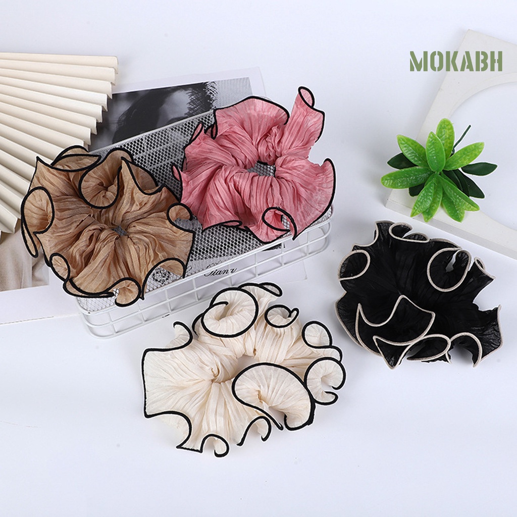 Dây Cột Tóc Co Giãn Xếp Ly Màu Sắc Tương Phản Ngọt Ngào Thời Trang Cho Nữ