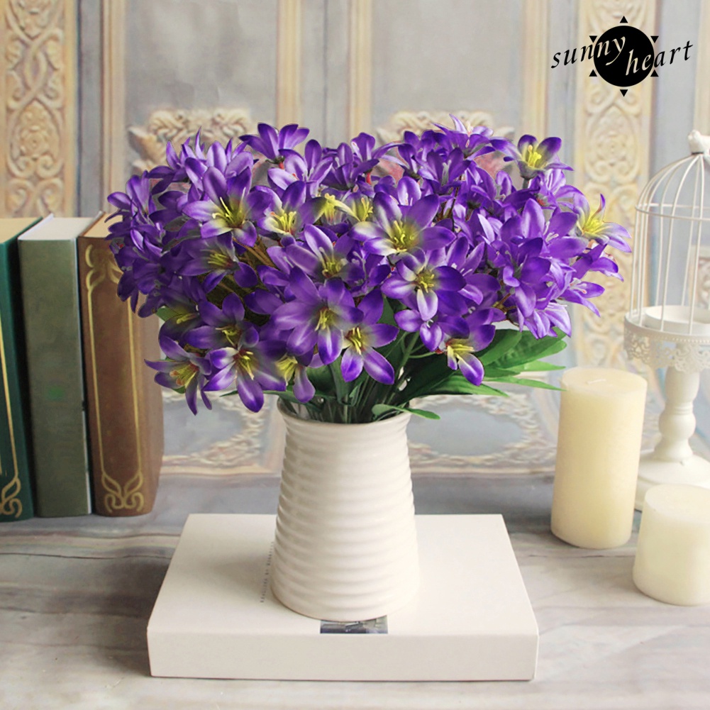 1 Bó Hoa Lily Nhân Tạo Mini 24 Bông Cho Trang Trí Tiệc Cưới