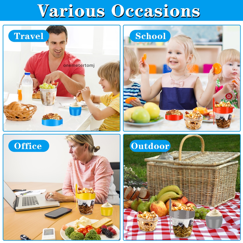 Set 4 Hộp Đựng Bánh Mì 870ml 2 Tầng Kèm Nĩa Tiện Dụng