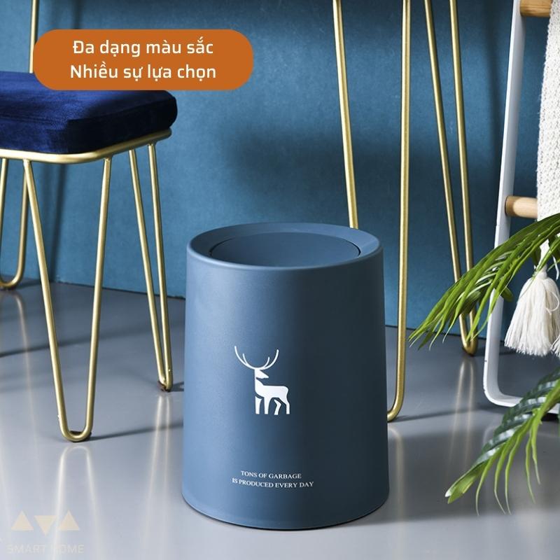 Thùng Rác Nắp Lật Xoay Hình Hươu Dung Tích 14L Kiểu Dáng Châu Âu Nhựa PP loại 1 23TRL01