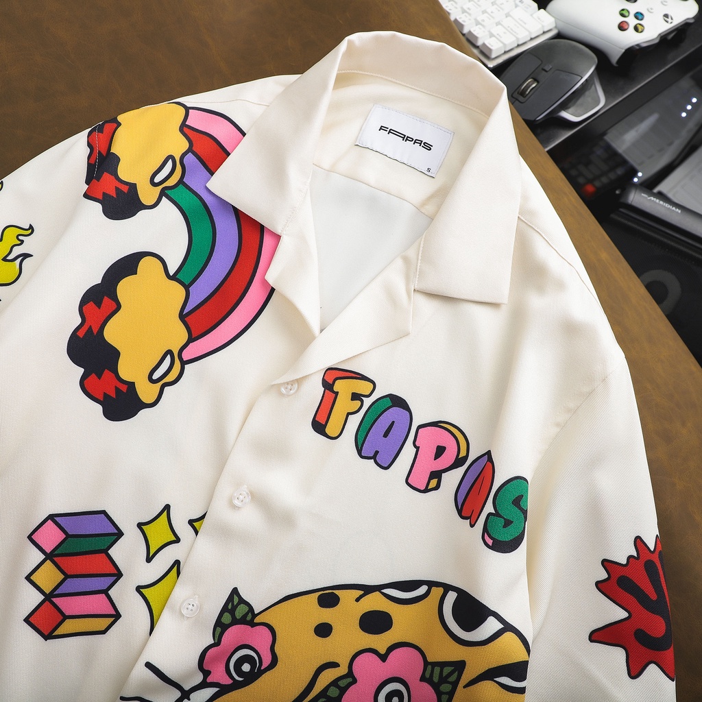 Áo Sơ Mi Nam Tay Ngắn Baro Hình In Màu Sắc Vui Nhộn Phong Cách Trẻ Trung Form Relaxed Thoải Mái FAPAS