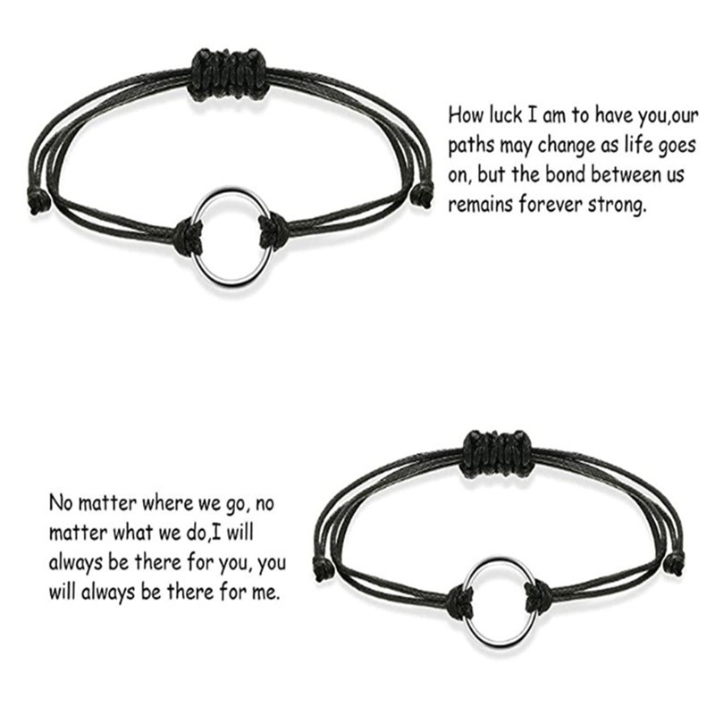 Set 1 / 2 Vòng Tay Bện Dây Màu Đen Cá Tính Cho Cặp Đôi