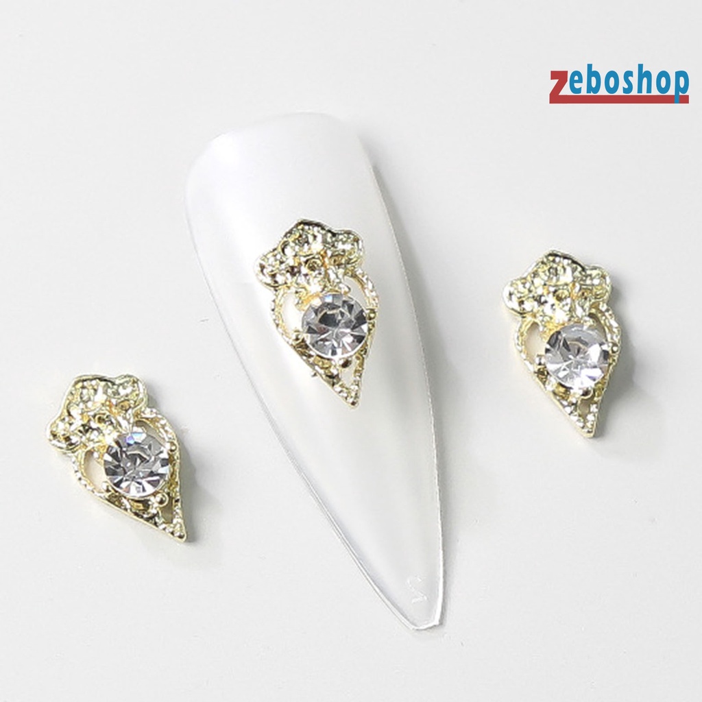 Bộ 10 Phụ Kiện Trang Trí Móng Tay Nghệ Thuật Bằng Hợp Kim Nhiều Hình Dạng Không Phai Màu Phong Cách Vintage Dành Cho Nữ