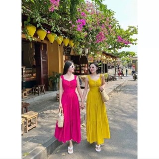 Váy đi chơi, váy đi biển, váy maxi đũi 2s cúp ngực dáng xòe cực xinh