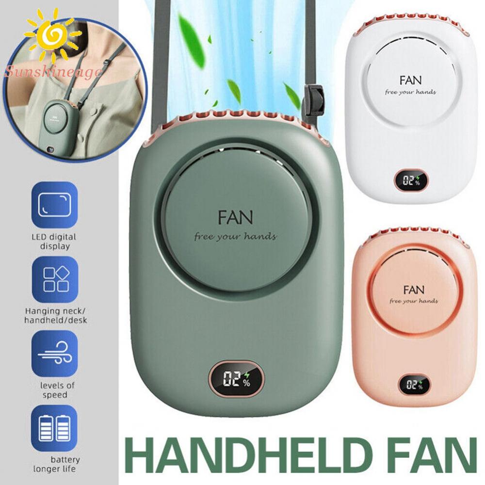 Quạt Làm Mát Đeo Cổ Sạc Cổng USB Có Màn Hình Hiển Thị