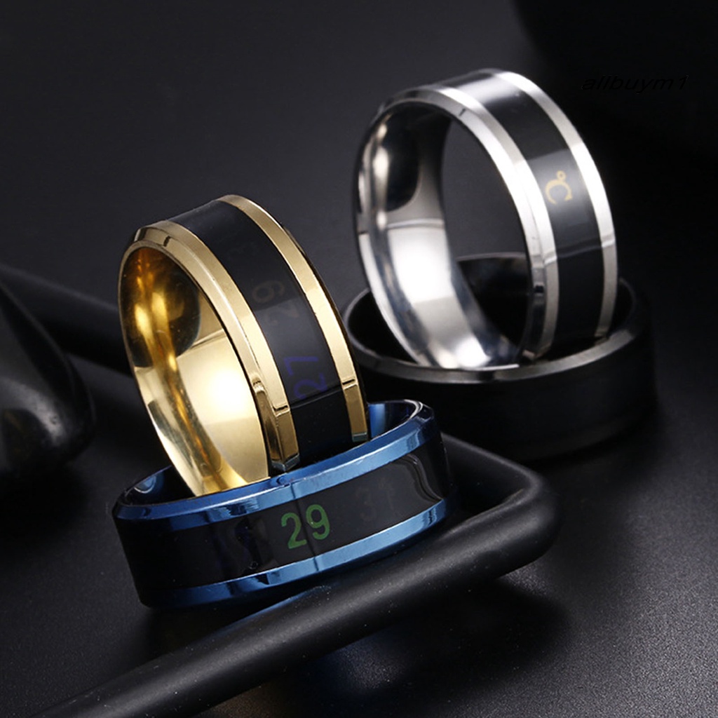 Nhẫn Thép Không Gỉ Hiển Thị Nhiệt Độ Thời Trang Unisex