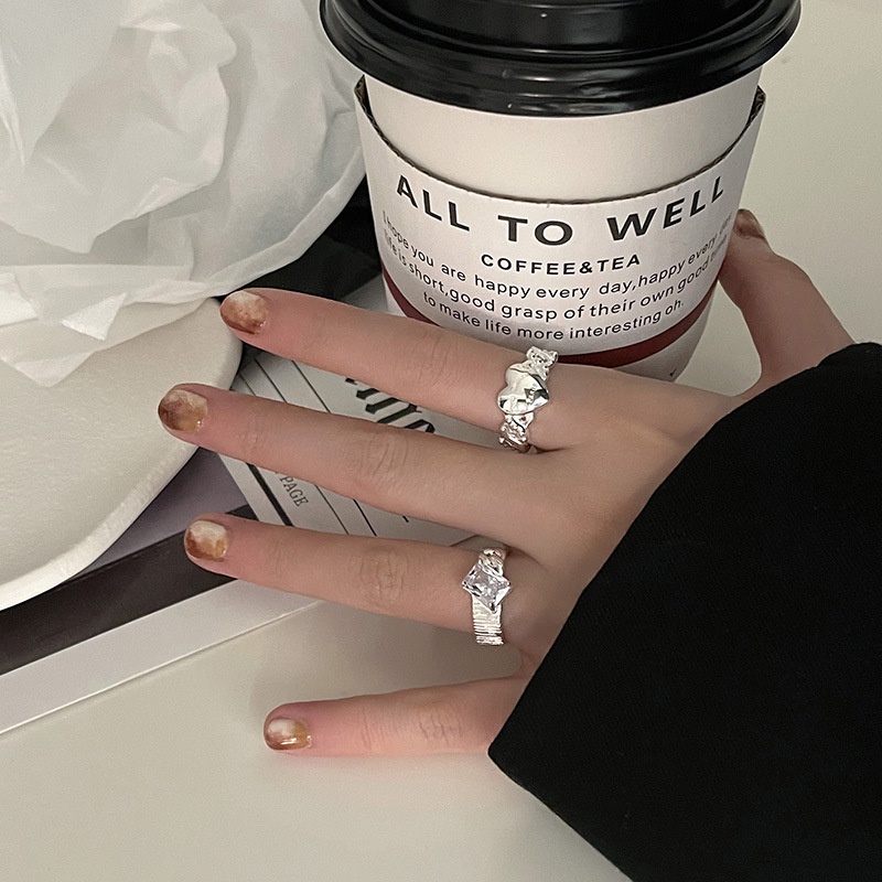 Nhẫn Hở Khắc Chữ love Đính Đá zircon Đơn Giản Thời Trang Phong Cách Hàn Quốc Cổ Điển Dành Cho Bạn Nữ