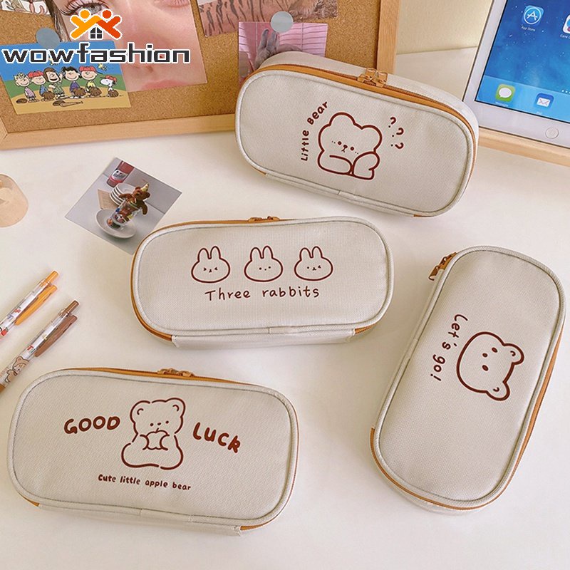 Túi đựng bút chì dung tích lớn họa tiết hoạt hình dễ thương tiện dụng cho học sinh