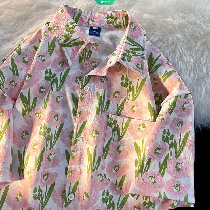 Áo Sơ Mi Dáng Rộng In Hoa Kiểu Hồng Kông Retro Thời Trang Mùa Hè 2023