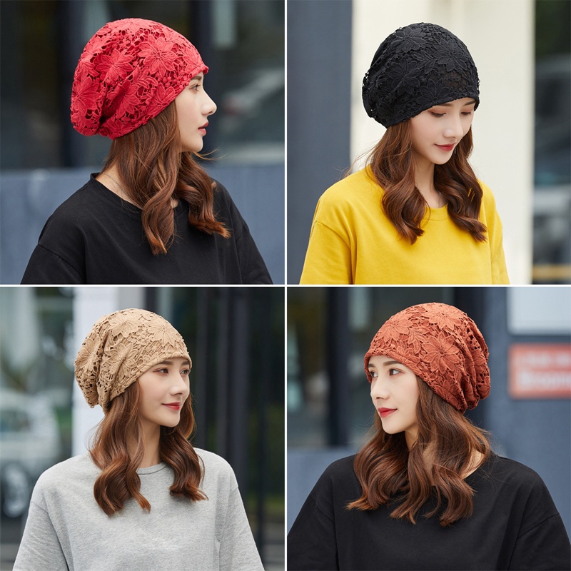 Mũ Trùm Đầu Phối Ren Hoa Phong Cách Hồi Giáo Cho Nữ