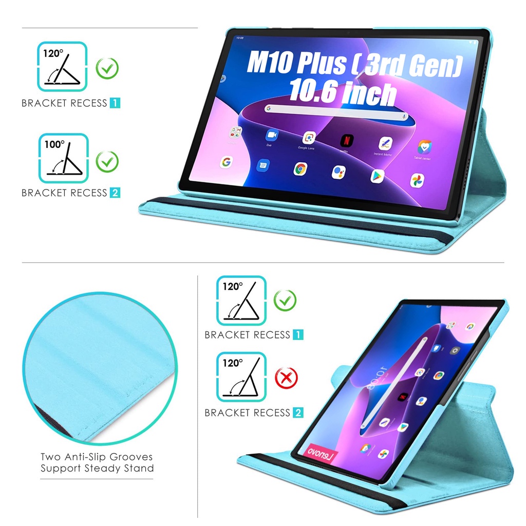 Bao Da Máy Tính Bảng Nắp Lật Xoay 360 Độ Cho Lenovo Tab M10 Plus  10.6 "2022 TB125FU TB128FU M10Plus 3rd Xiaoxin Pad 2022 10.6"