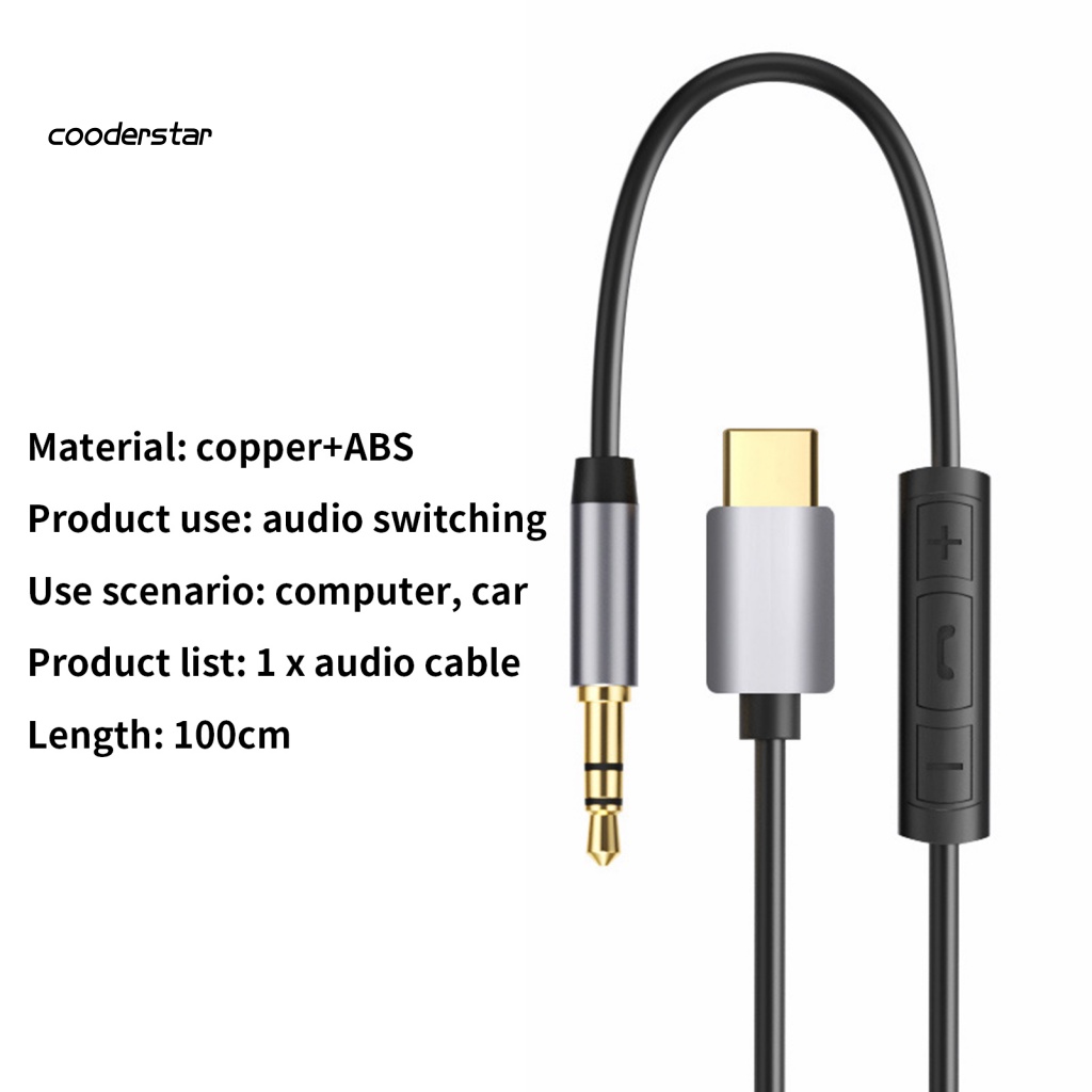 Dây Cáp Âm Thanh Chuyển Đổi Type-C Sang 3.5mm Cho Máy Tính Xe Hơi