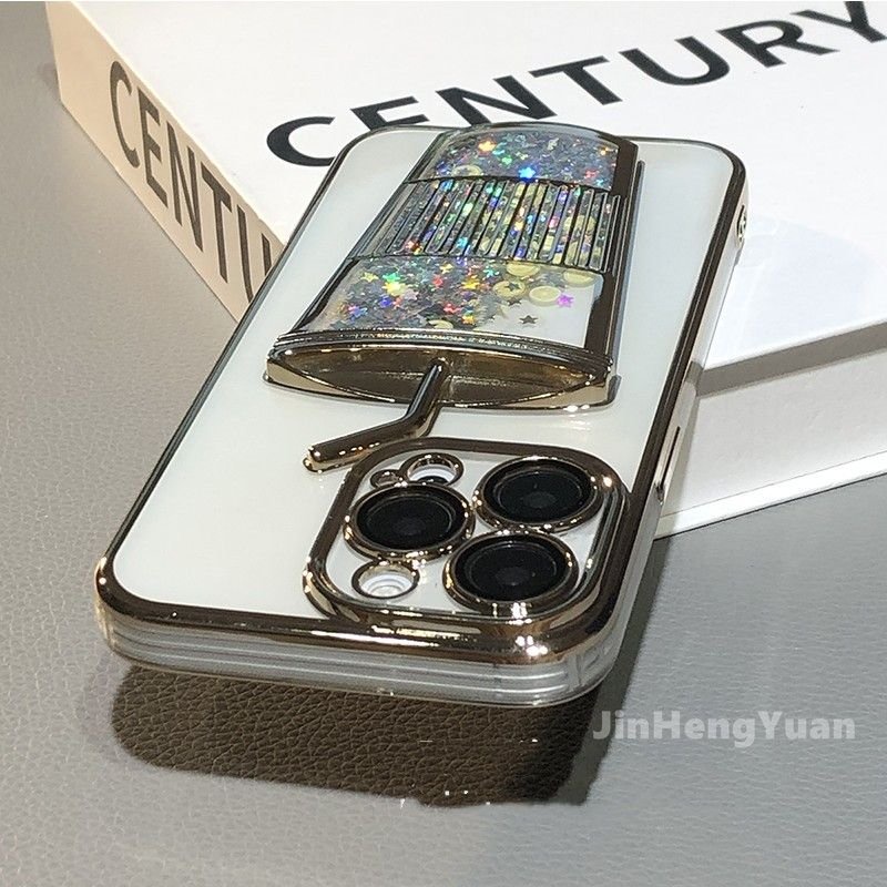 Ốp Điện Thoại Silicon Mềm Trong Suốt Mạ Điện Hình Ly Trà Sữa Cho IPhone 14 13 11 12 Pro Max