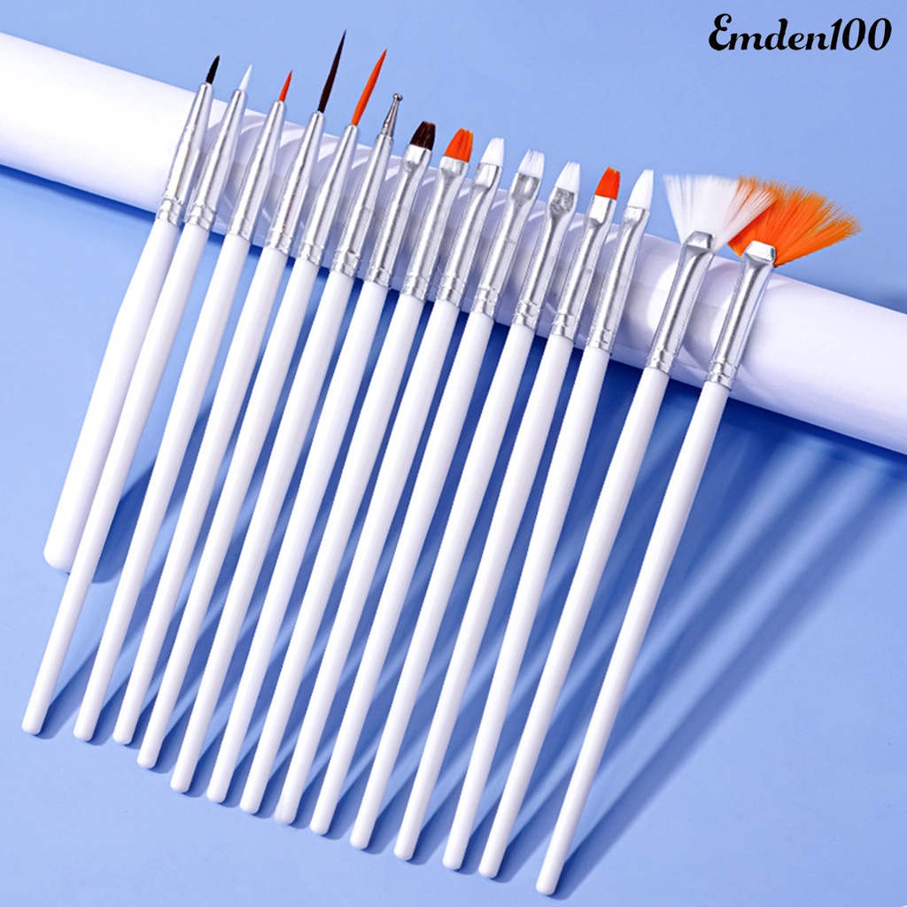 Set 100 / 15 Cọ Vẽ Móng Tay Đầu Mềm Không Phai Màu Hiệu Ứng Gradient DIY