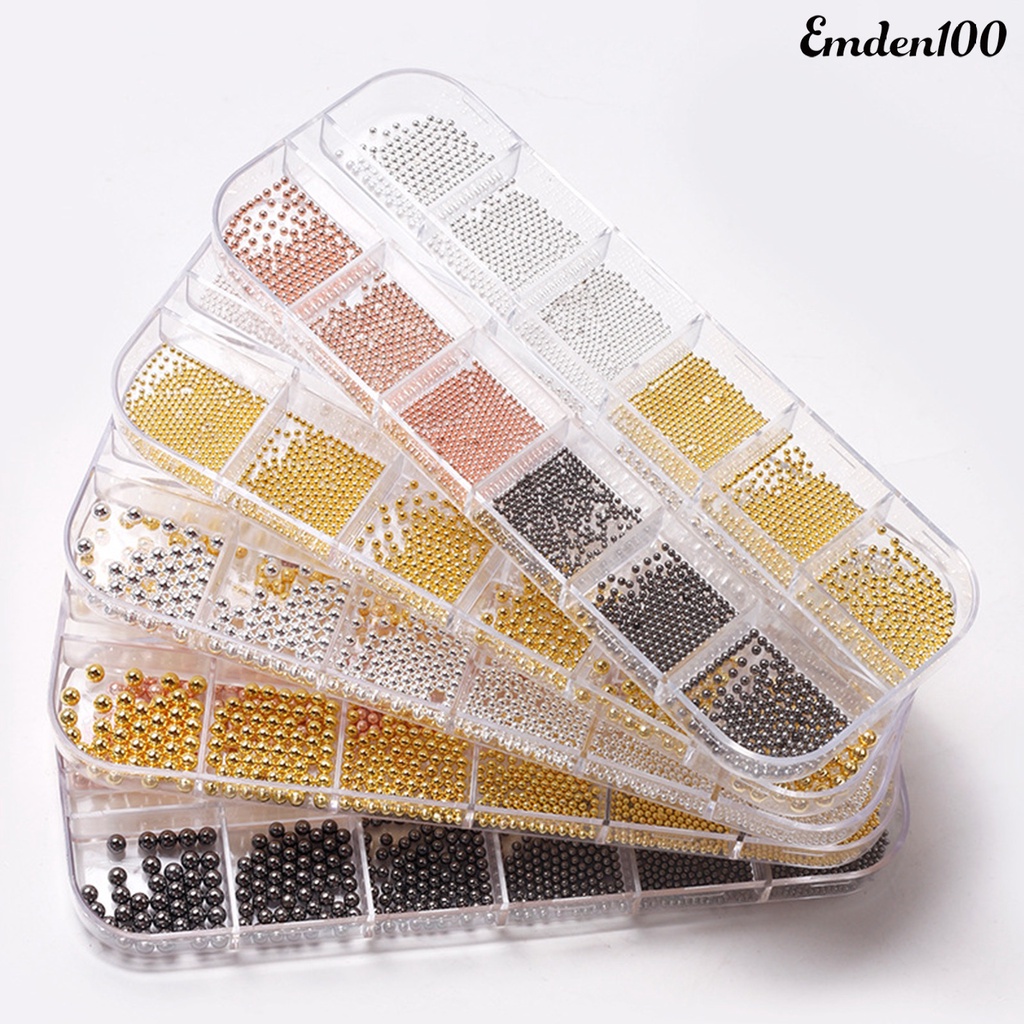 1 Hộp Hạt Thép 100 12 Kích Cỡ Trang Trí Móng Tay Nghệ Thuật