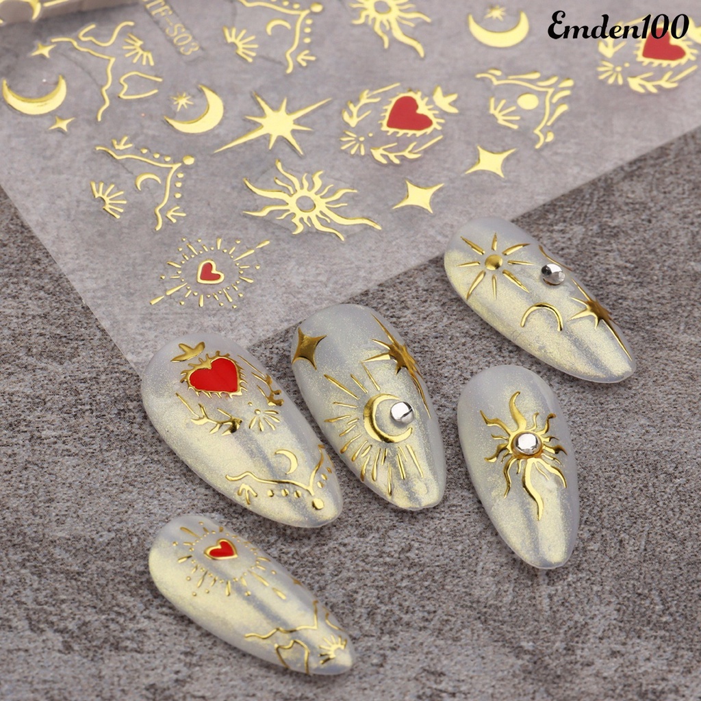 Set 2 Tờ Nhãn Dán Móng Tay Tự Dính Không Phai Màu Lấp Lánh DIY