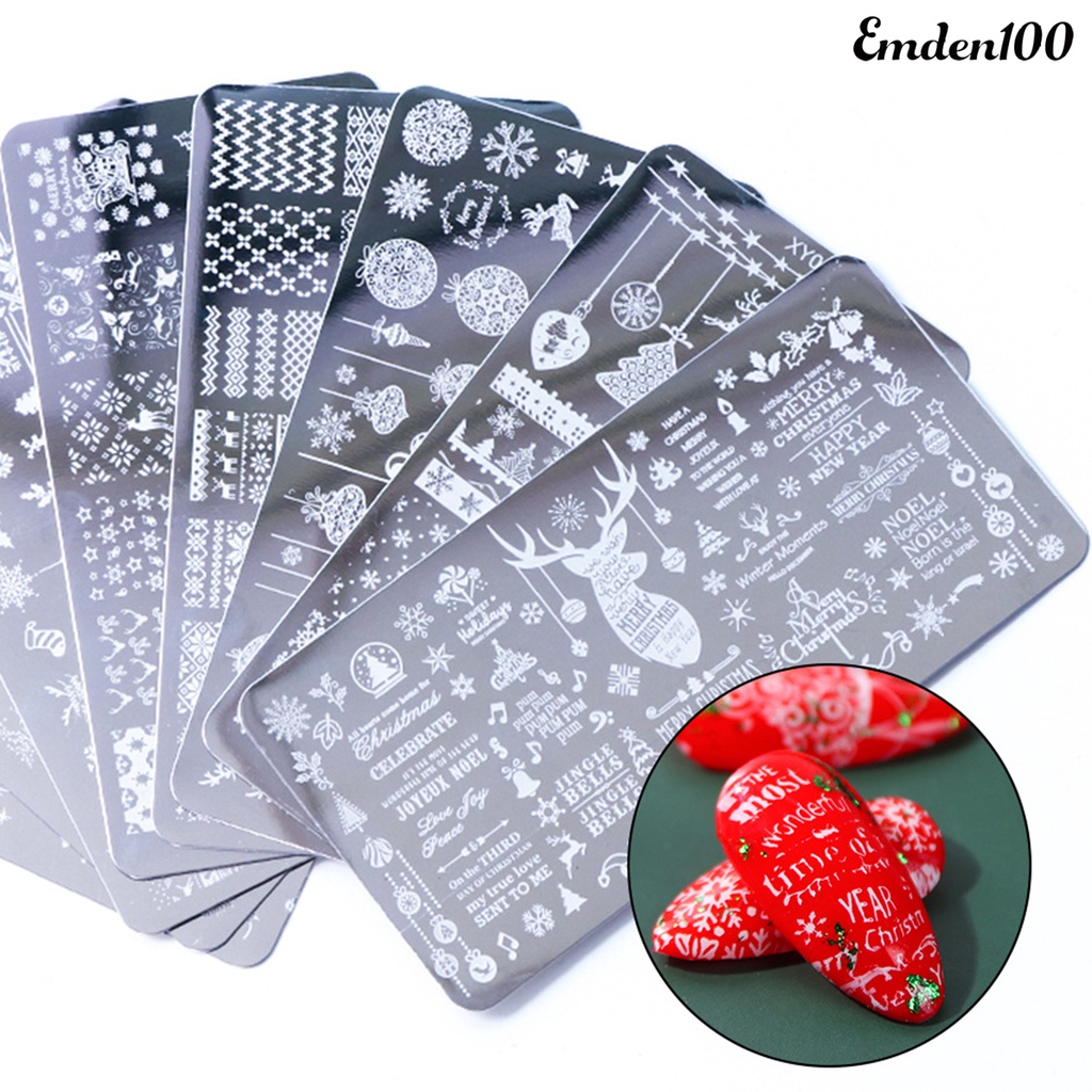 Set 100 Khuôn In Hình Hoa Tuyết Trang Trí Móng Tay Bằng Thép Không Gỉ