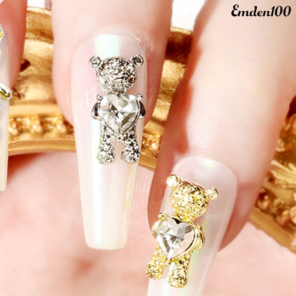 Set 100 / 100 Phụ Kiện Trang Trí Móng Tay Hình Gấu Bằng Hợp Kim Siêu Nhẹ DIY