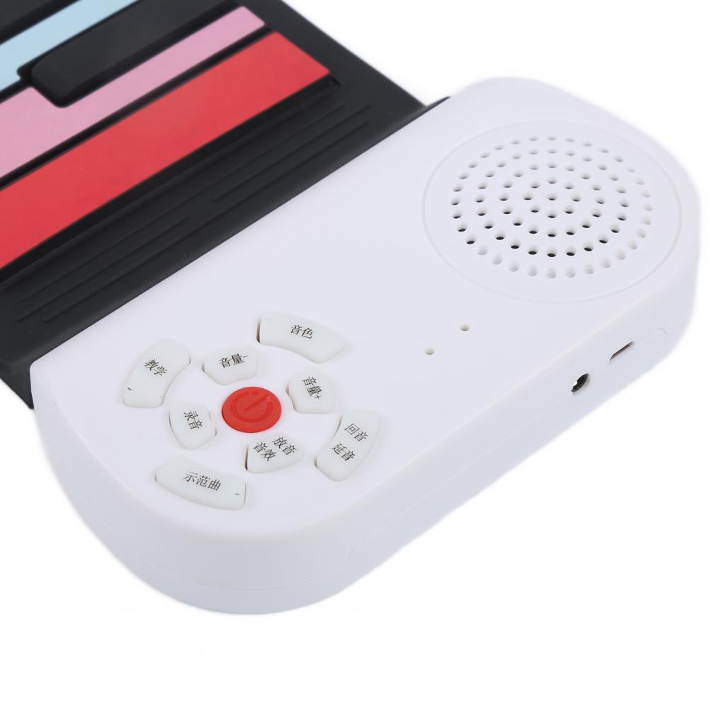 Đàn Piano Cuộn Soft Keyboard Piano, Roll Up Piano 49 phím Bàn cầu vồng linh hoạt dành cho trẻ em Nhạc cụ gấp di động EP‑17 AKOASM