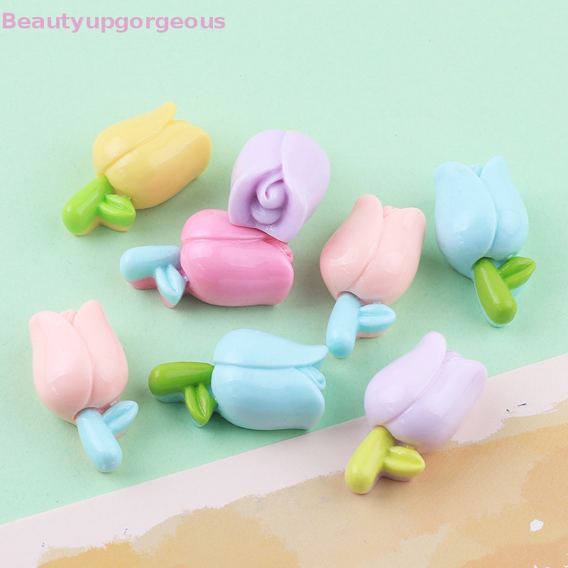 Bộ 10 Cái Kẹp Tóc Hình Hoa Tulip Bằng Nhựa Resin Dễ Thương DIY