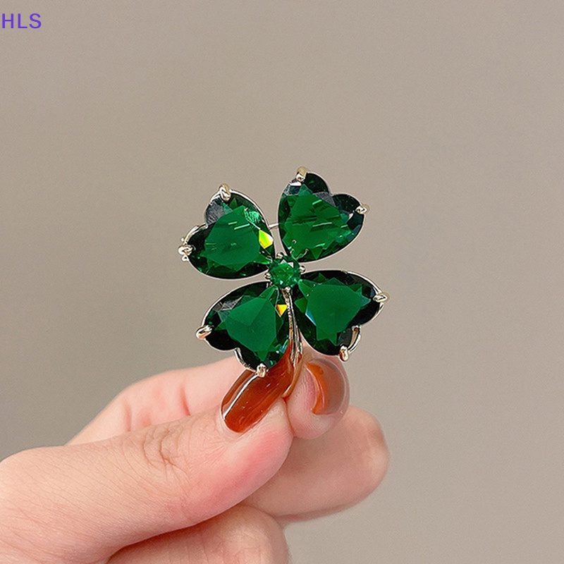 Ghim Cài Áo Hình Cỏ Bốn Lá May Mắn Phong Cách Retro