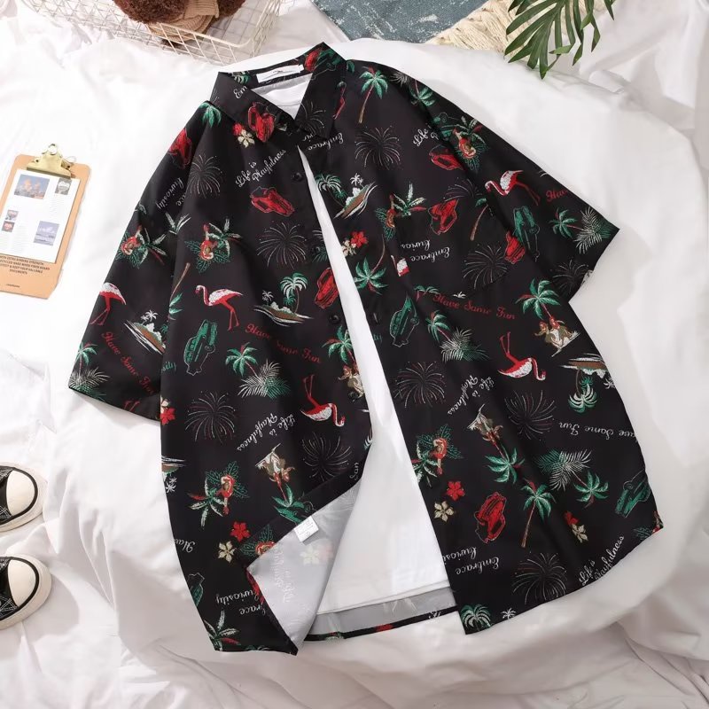 Áo Sơ Mi Tay Ngắn In Họa Tiết Phong Cách Nhật Bản Thời Trang Cho Nam size M-3XL
